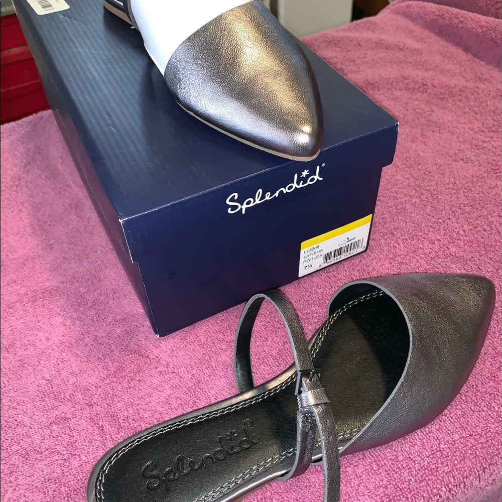 Splendid Latisha Flats Pewter/Silver flats Mary Jane mule pointed toe size 7.5 - Picture 6 of 7